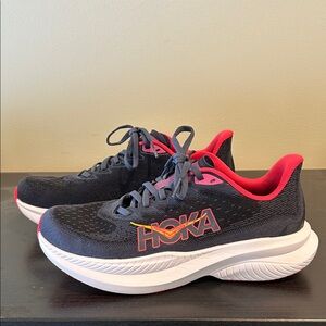 Hoka Black and Red Athletic Shoes